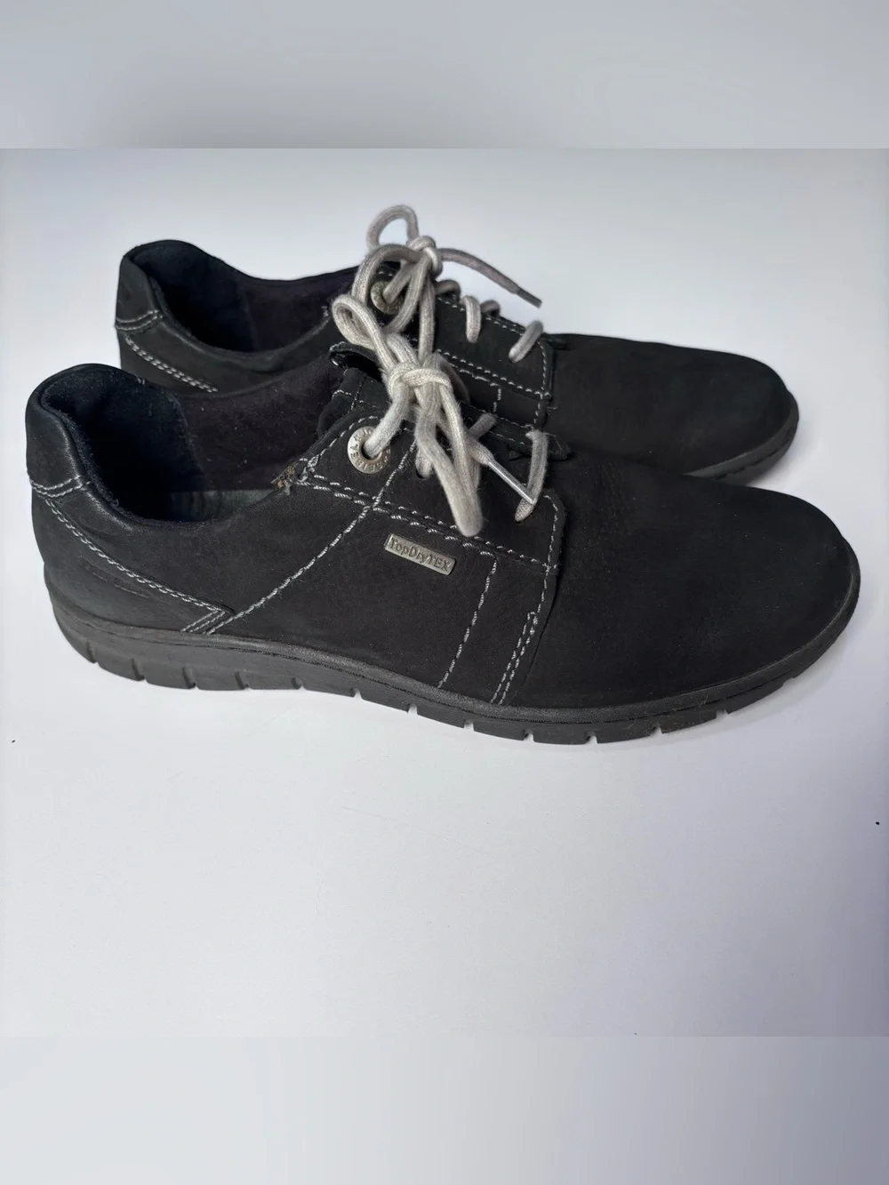 Josef Seibel Black Oxford Shoes with Gray Laces